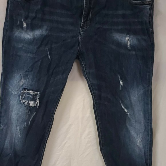 MNG Womens 14 Lonny Boyfriend Factory Distressed Slim Leg Denim Jeans 36x28 - Picture 4 of 11